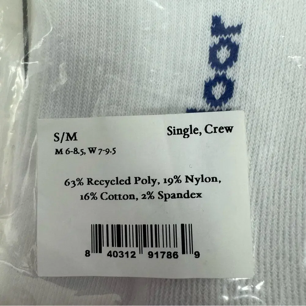 Outdoor Voices Graphic Crew Socks White Ying‎ Yang Size S M Women 7-9.5 Athletic